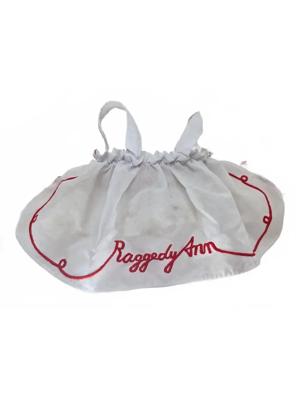 Vintage Raggedy Ann Doll Clothing Set White Dress & Embroidered Apron Pinafore